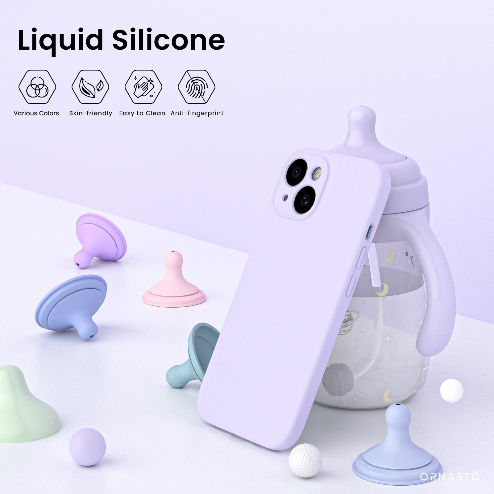 Liquid Silicone iPhone 15 Case with Camera Protection and 2 Screen Protectors