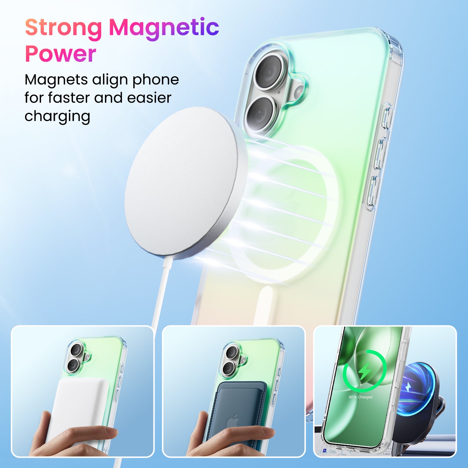 Hue for iPhone 16 Series, Fluorescent Gradient, Compatible with Magsafe