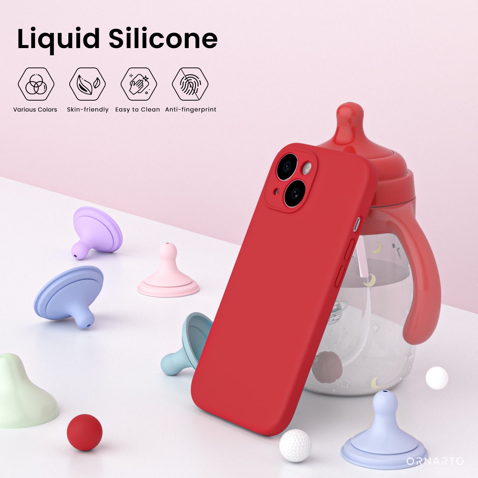 Liquid Silicone iPhone 15 Case with Camera Protection and 2 Screen Protectors