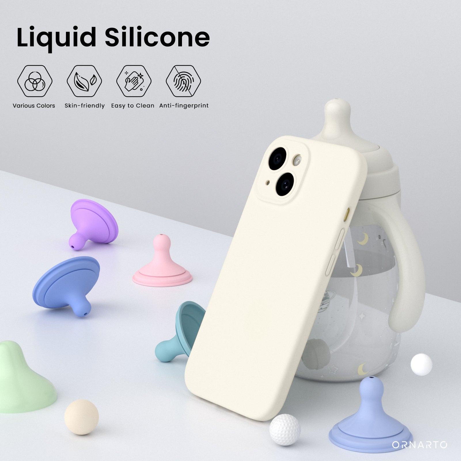 Liquid Silicone iPhone 15 Case with Camera Protection and 2 Screen Protectors
