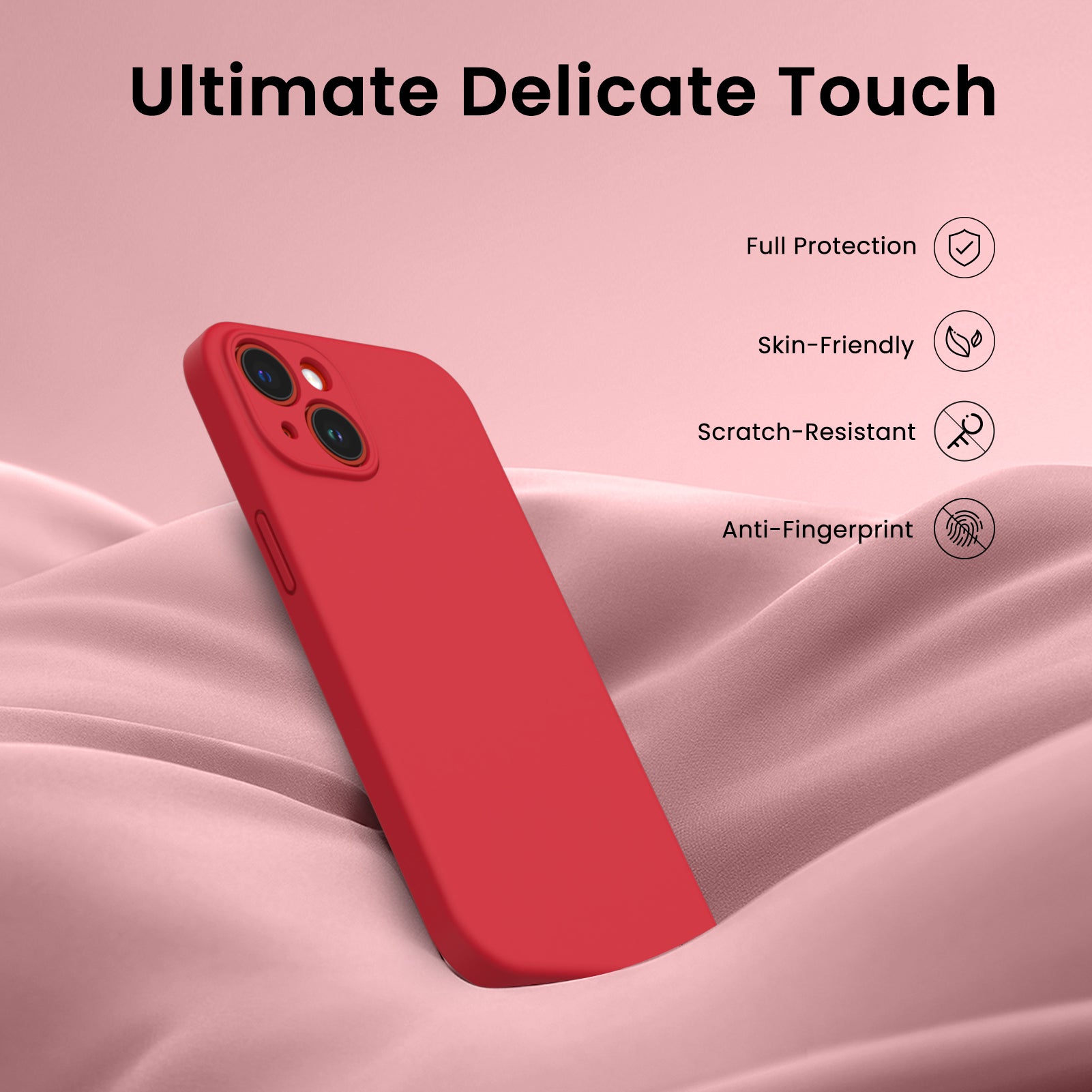 Liquid Silicone iPhone 14 Plus Case with Camera Protection and 2 Screen Protectors