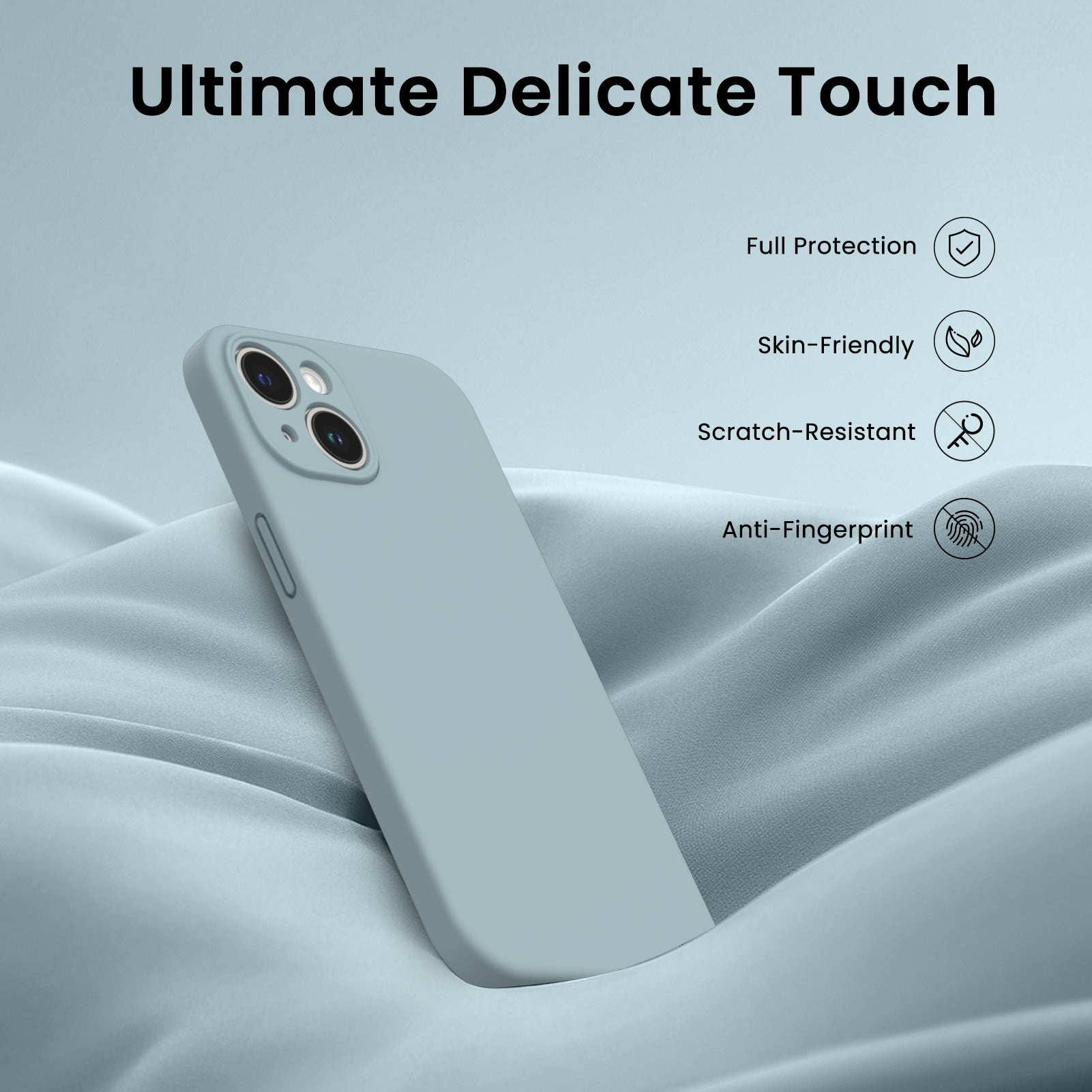 Liquid Silicone iPhone 14 Case with Camera Protection and 2 Screen Protectors