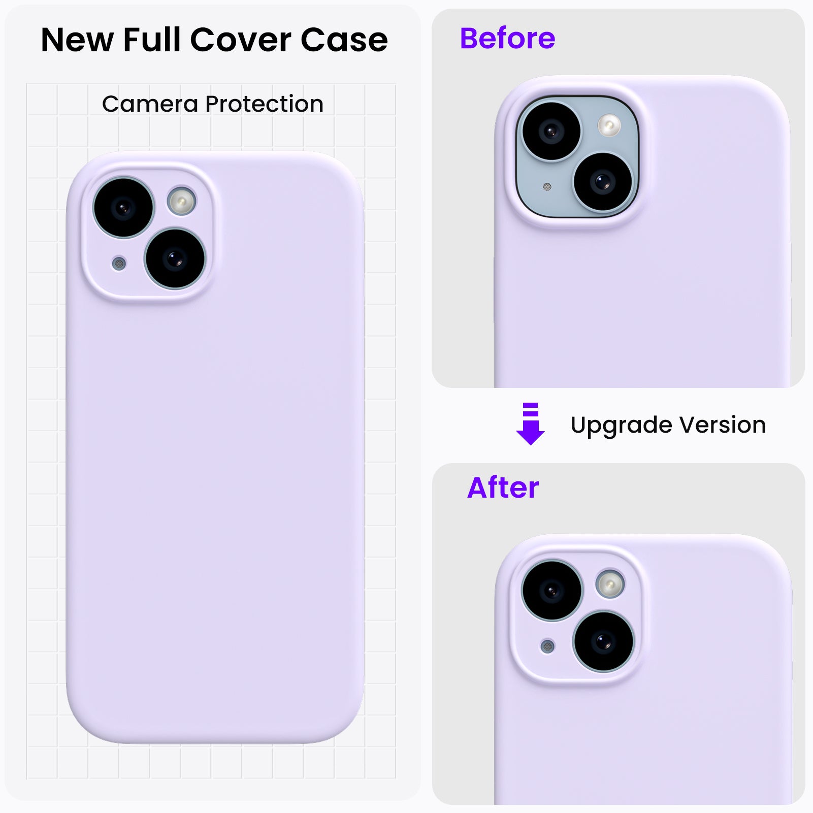 Liquid Silicone iPhone 15 Case with Camera Protection and 2 Screen Protectors