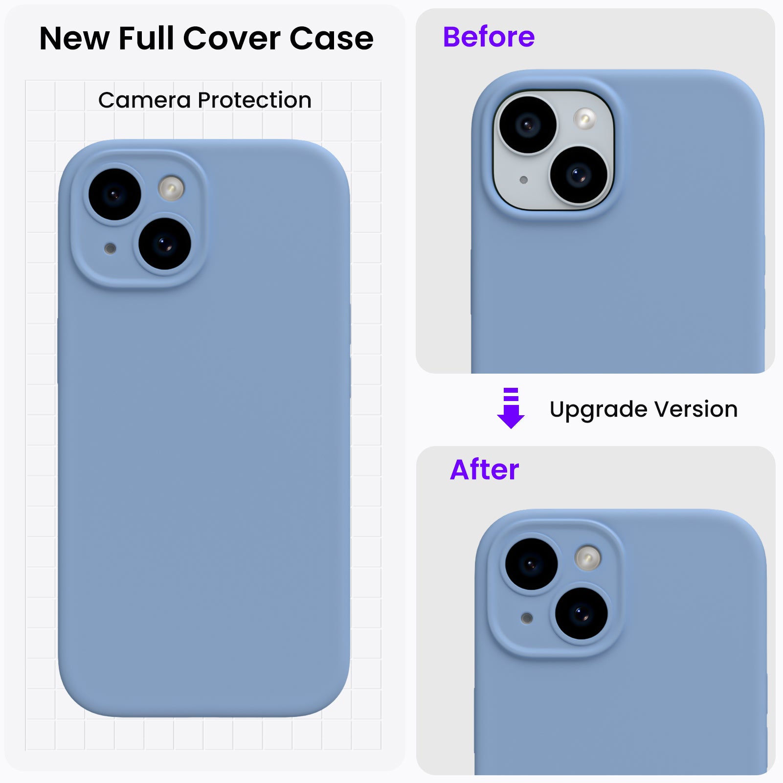 Liquid Silicone iPhone 15 Case with Camera Protection and 2 Screen Protectors