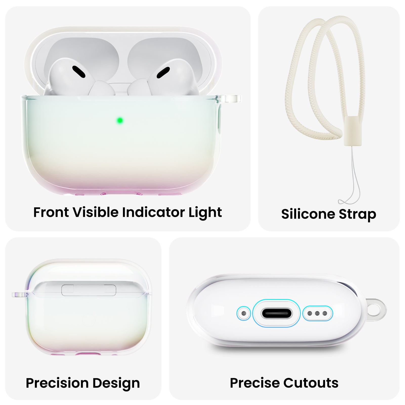 Iridescent AirPods Pro 2 with Lanyard