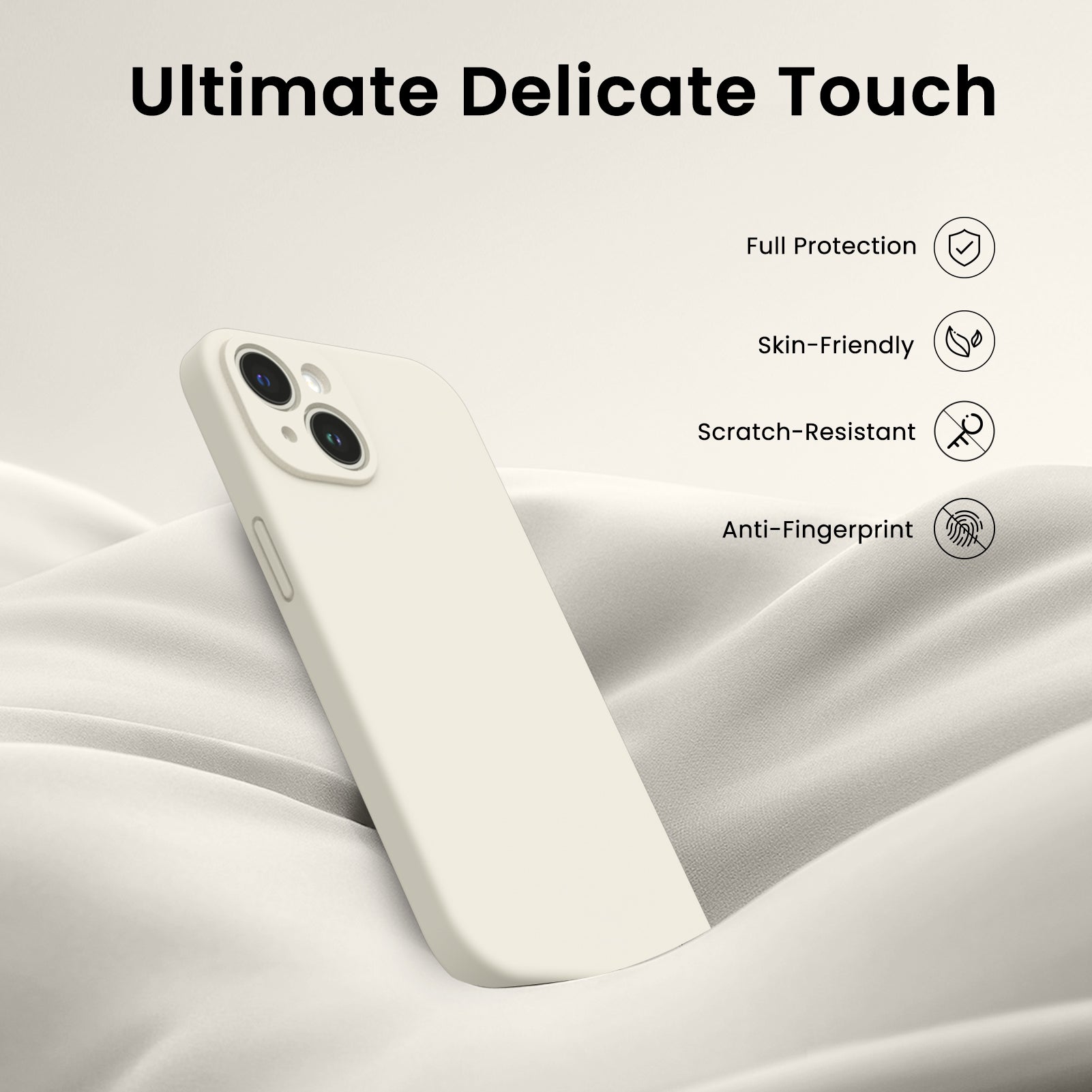 Liquid Silicone iPhone 14 Case with Camera Protection and 2 Screen Protectors