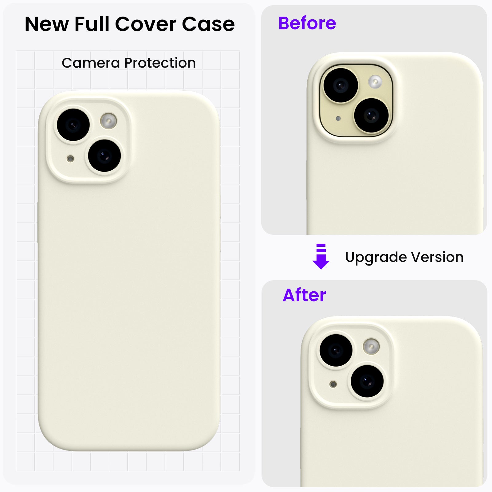 Liquid Silicone iPhone 15 Case with Camera Protection and 2 Screen Protectors