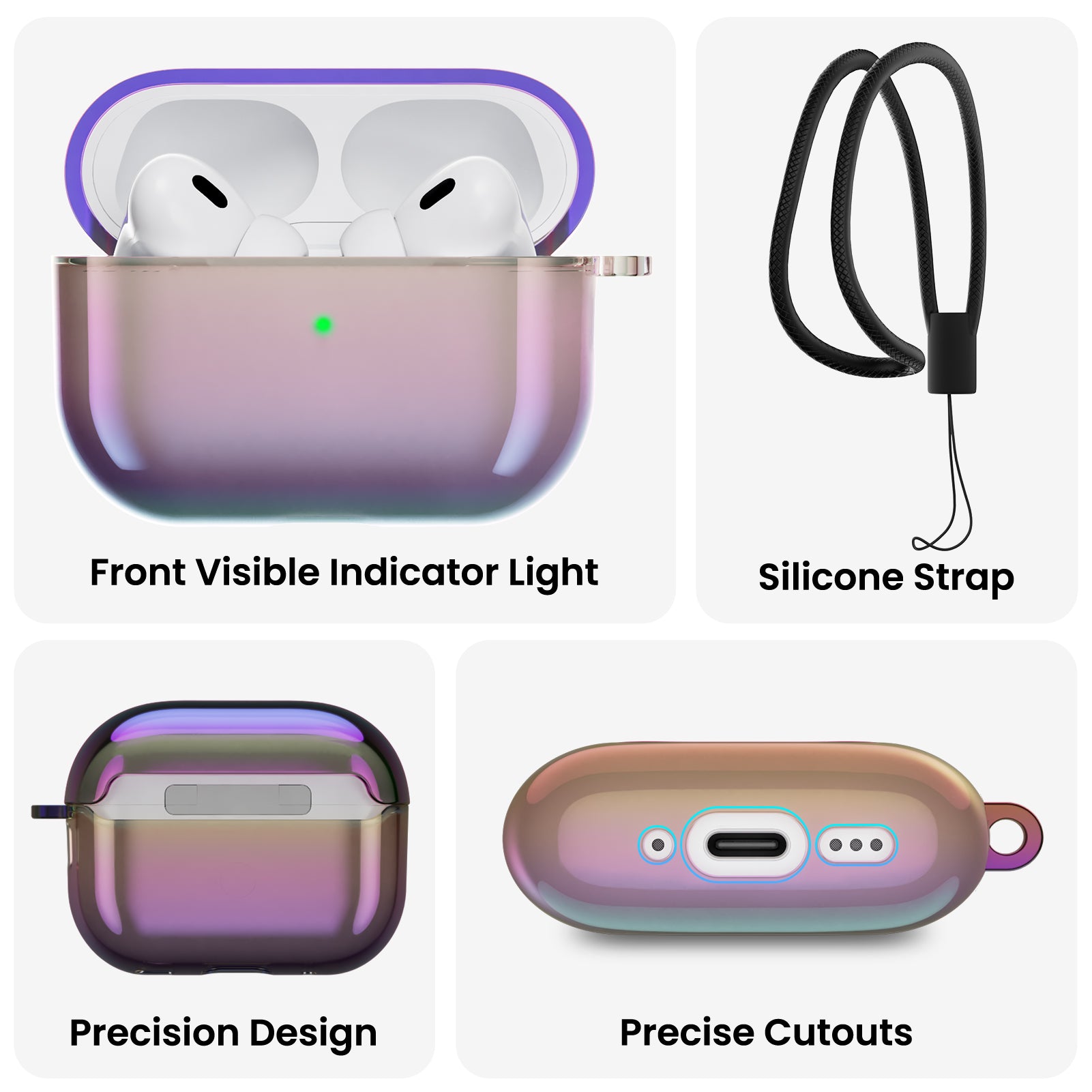Iridescent AirPods Pro 2 with Lanyard
