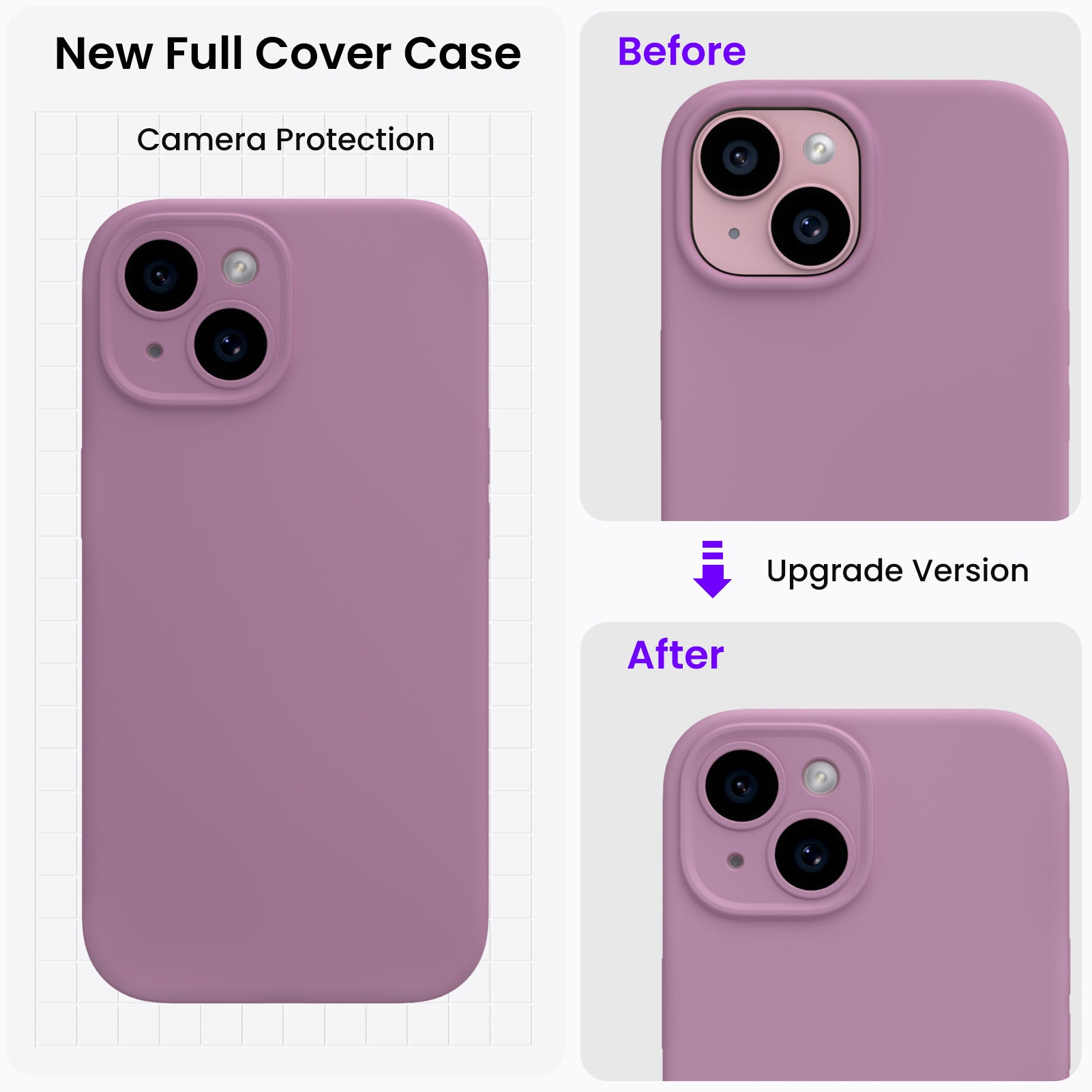 Liquid Silicone iPhone 15 Case with Camera Protection and 2 Screen Protectors