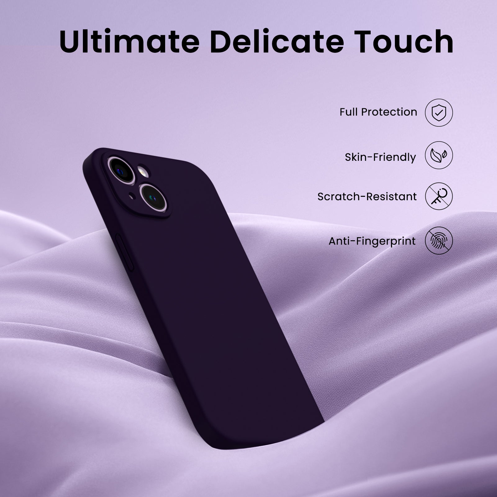 Liquid Silicone iPhone 14 Case with Camera Protection and 2 Screen Protectors