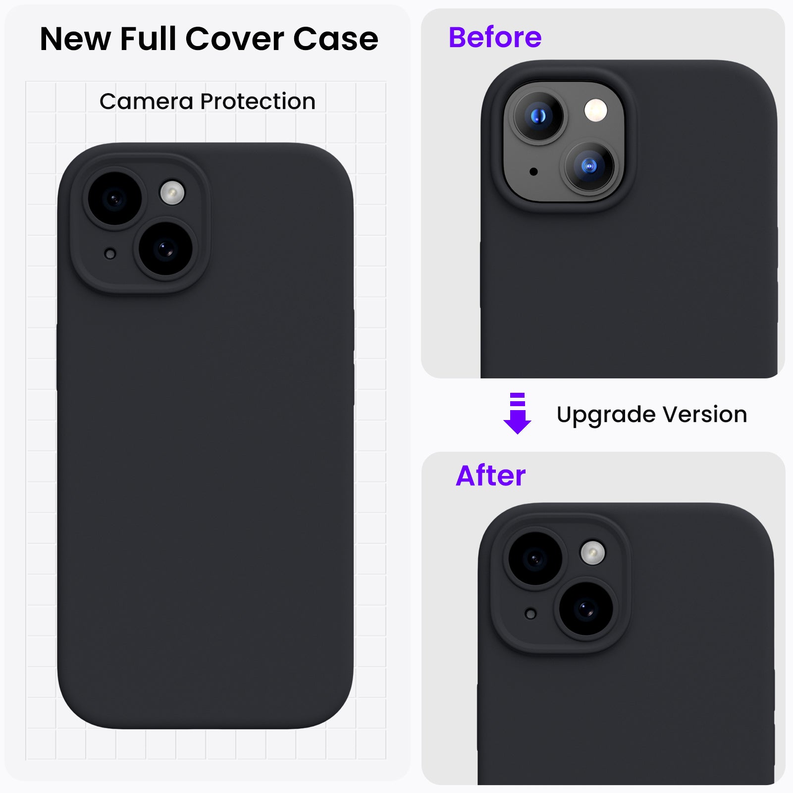 Liquid Silicone iPhone 15 Case with Camera Protection and 2 Screen Protectors