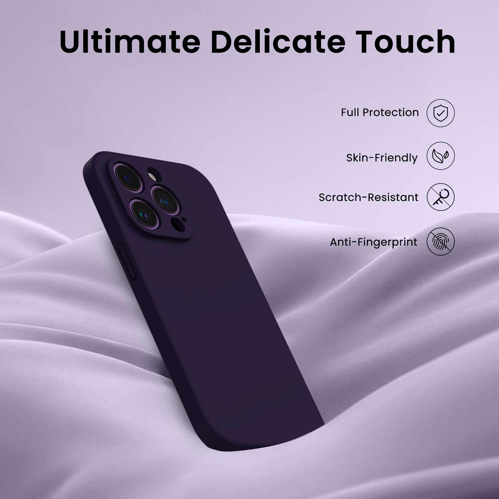 Liquid Silicone iPhone 14 Pro Max Case with Camera Protection and 2 Screen Protectors