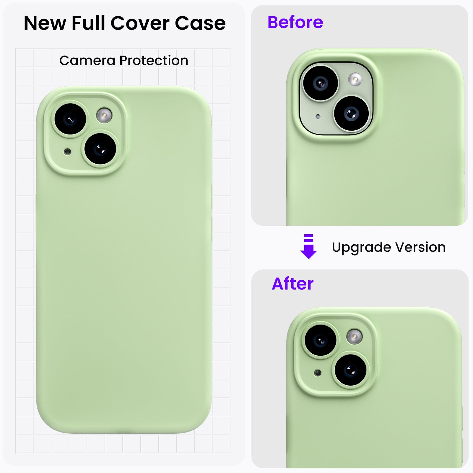 Liquid Silicone iPhone 15 Case with Camera Protection and 2 Screen Protectors