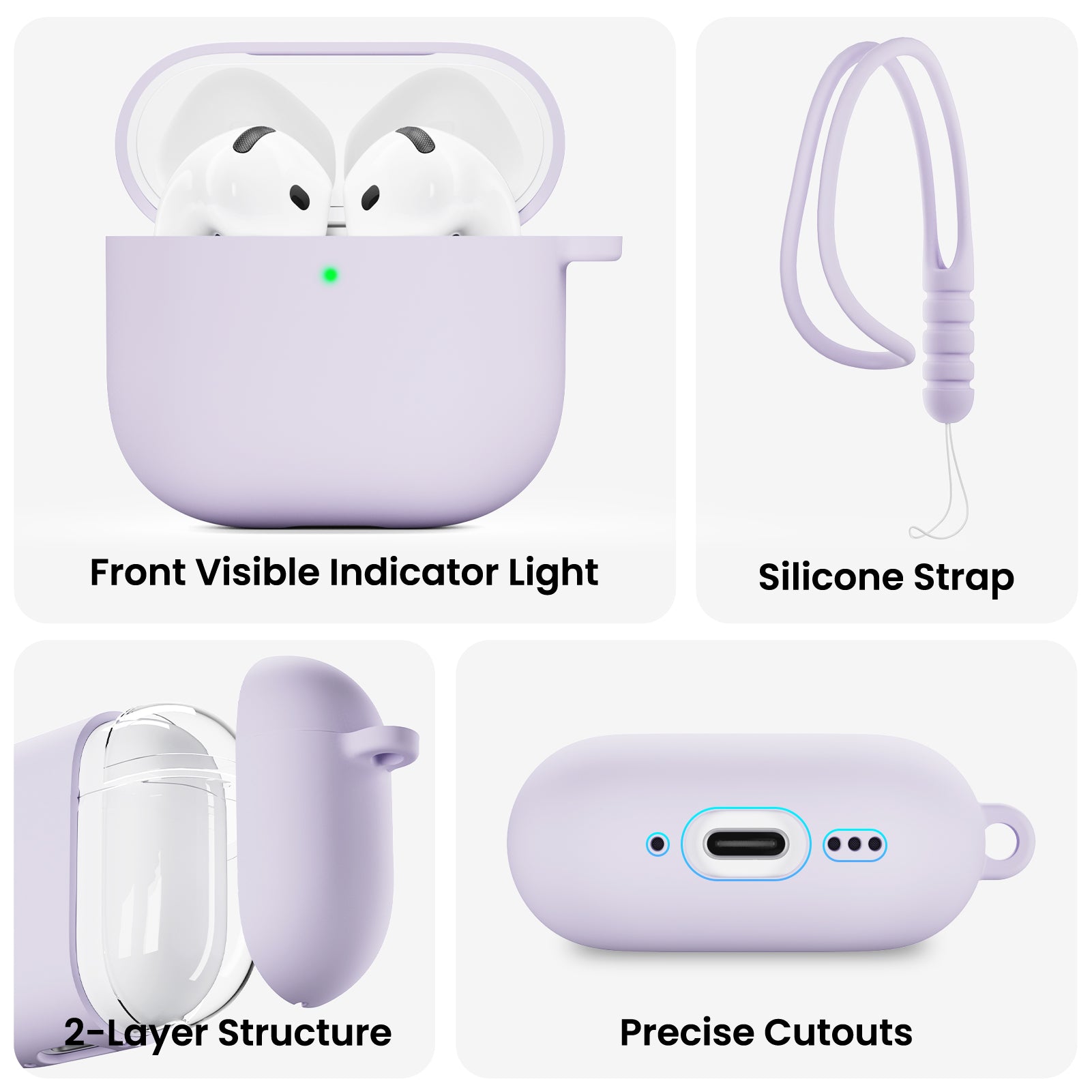 Liquid Silicone AirPods 4 Case(2024) with Lanyard