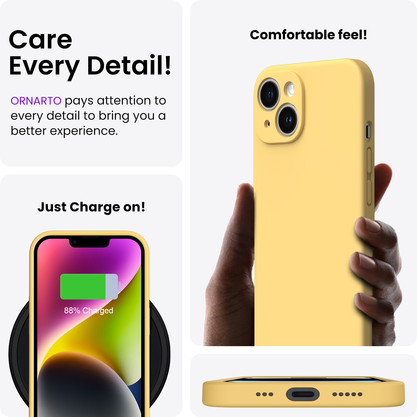 Liquid Silicone iPhone 14 Case with Camera Protection and 2 Screen Protectors