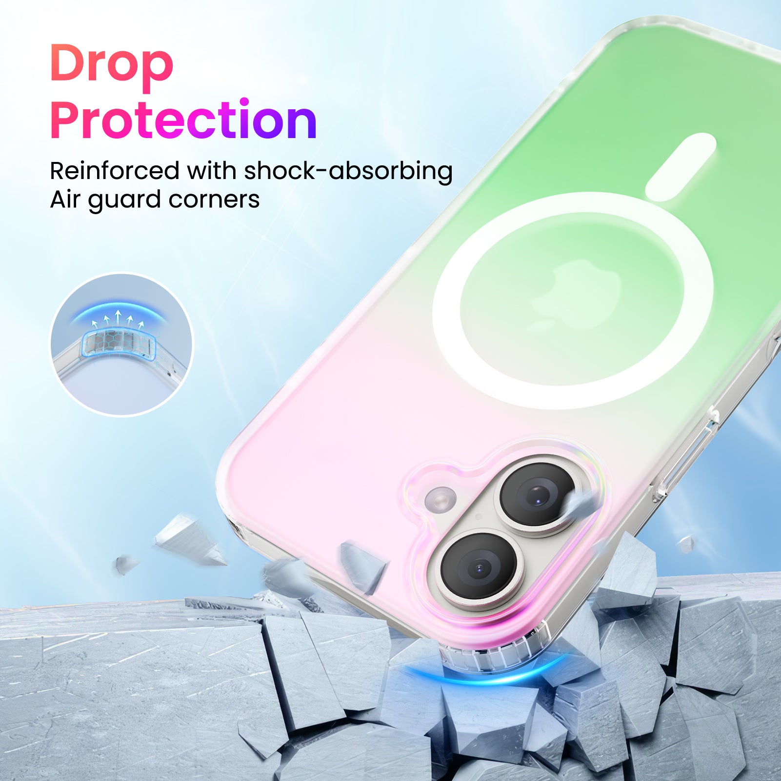 Hue for iPhone 16 Series, Fluorescent Gradient, Compatible with Magsafe