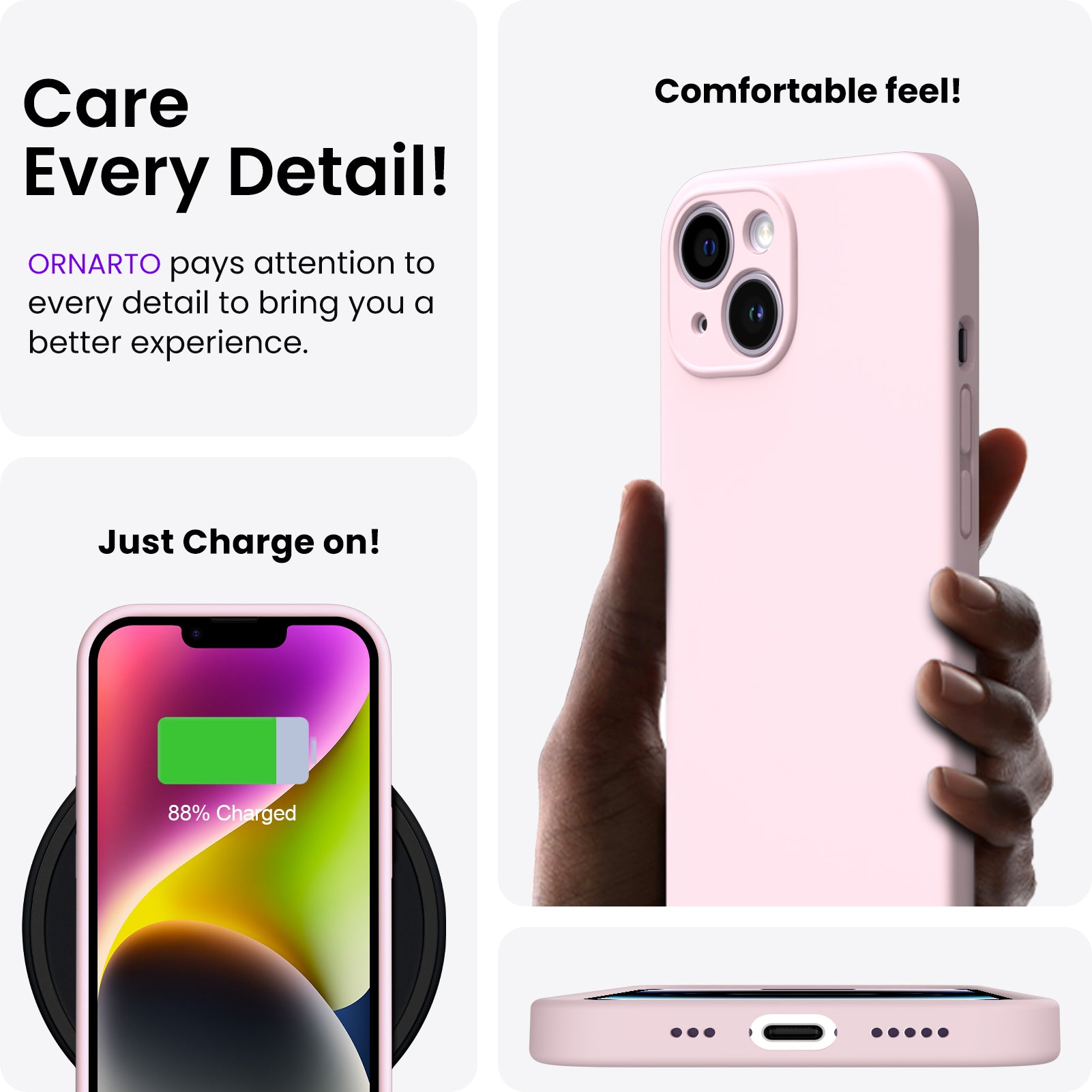 Liquid Silicone iPhone 14 Case with Camera Protection and 2 Screen Protectors