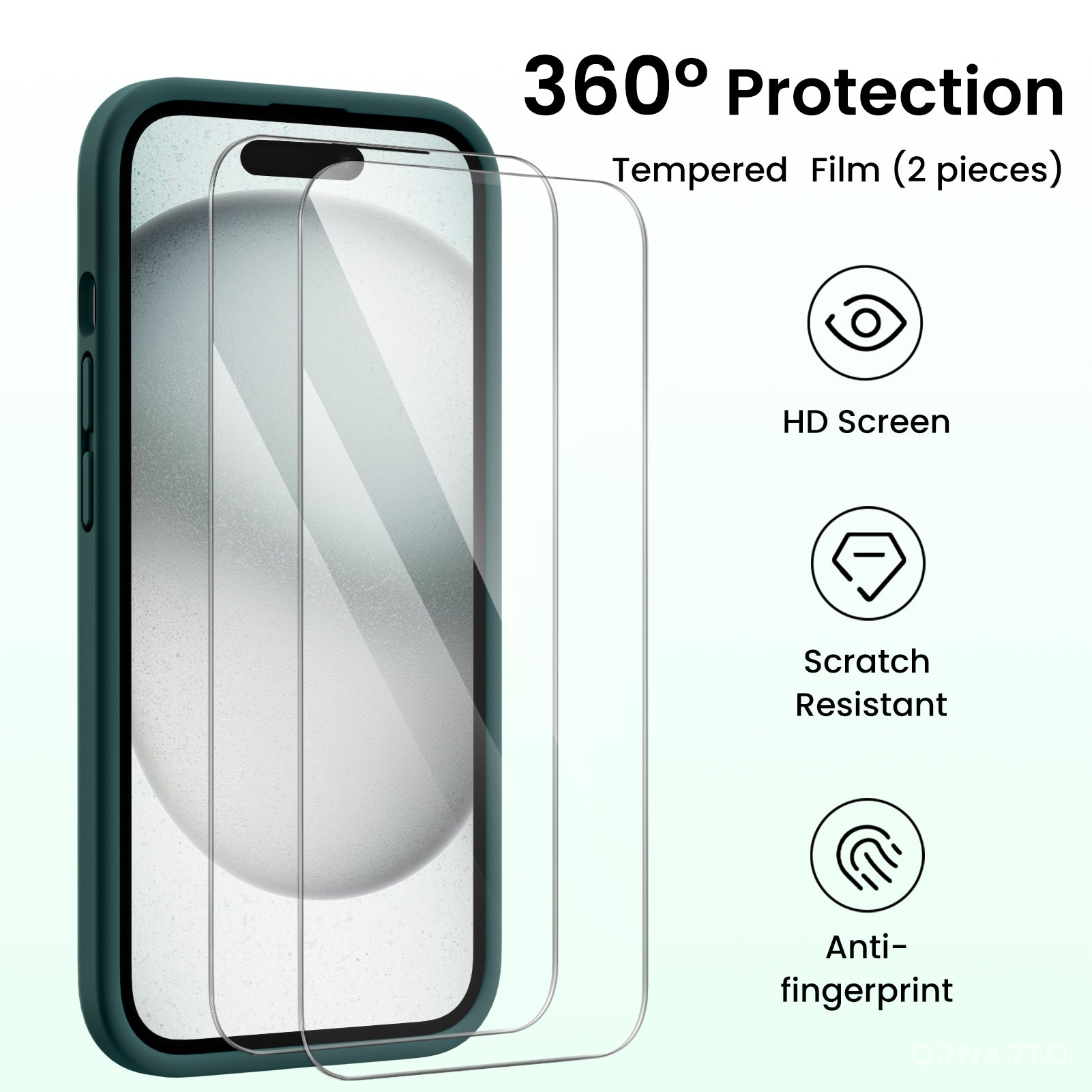 Liquid Silicone iPhone 15 Case with Camera Protection and 2 Screen Protectors