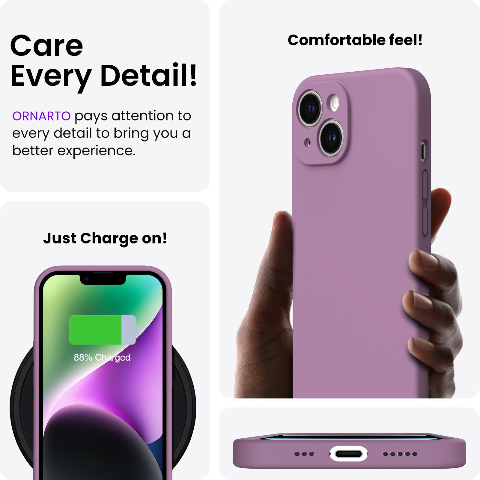Liquid Silicone iPhone 14 Case with Camera Protection and 2 Screen Protectors