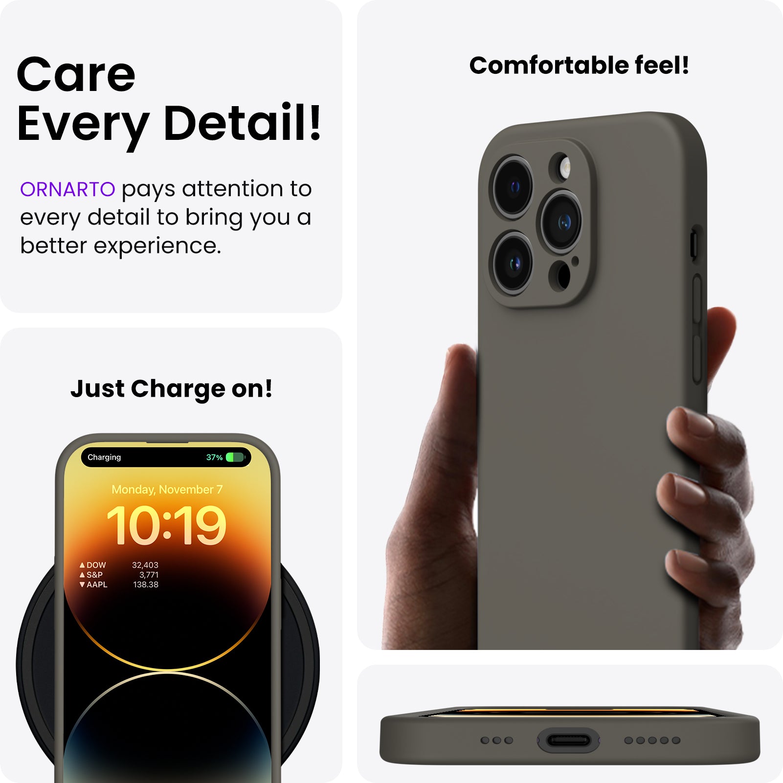 Liquid Silicone iPhone 14 Pro Case with Camera Protection and 2 Screen Protectors