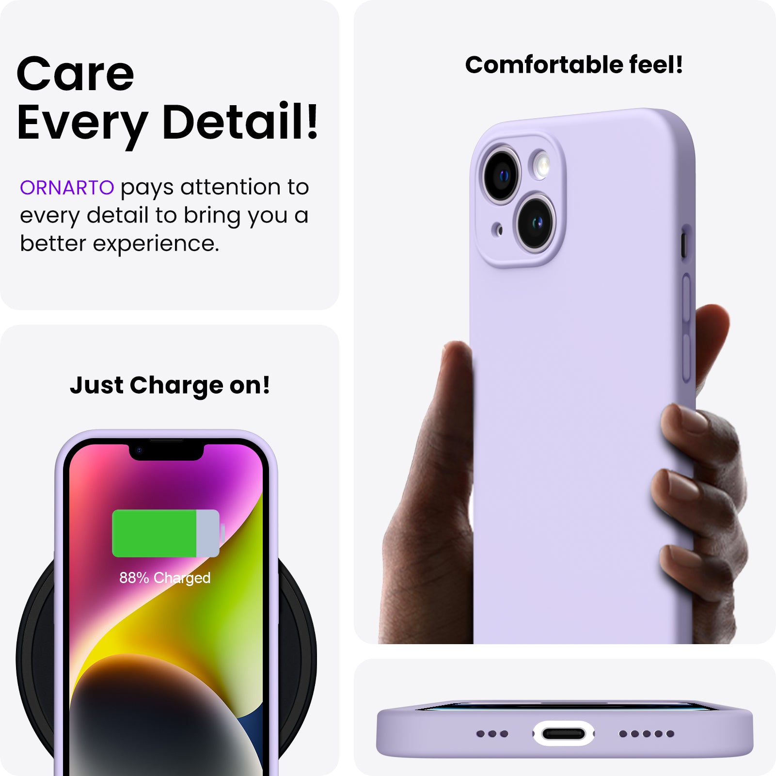 Liquid Silicone iPhone 14 Case with Camera Protection and 2 Screen Protectors