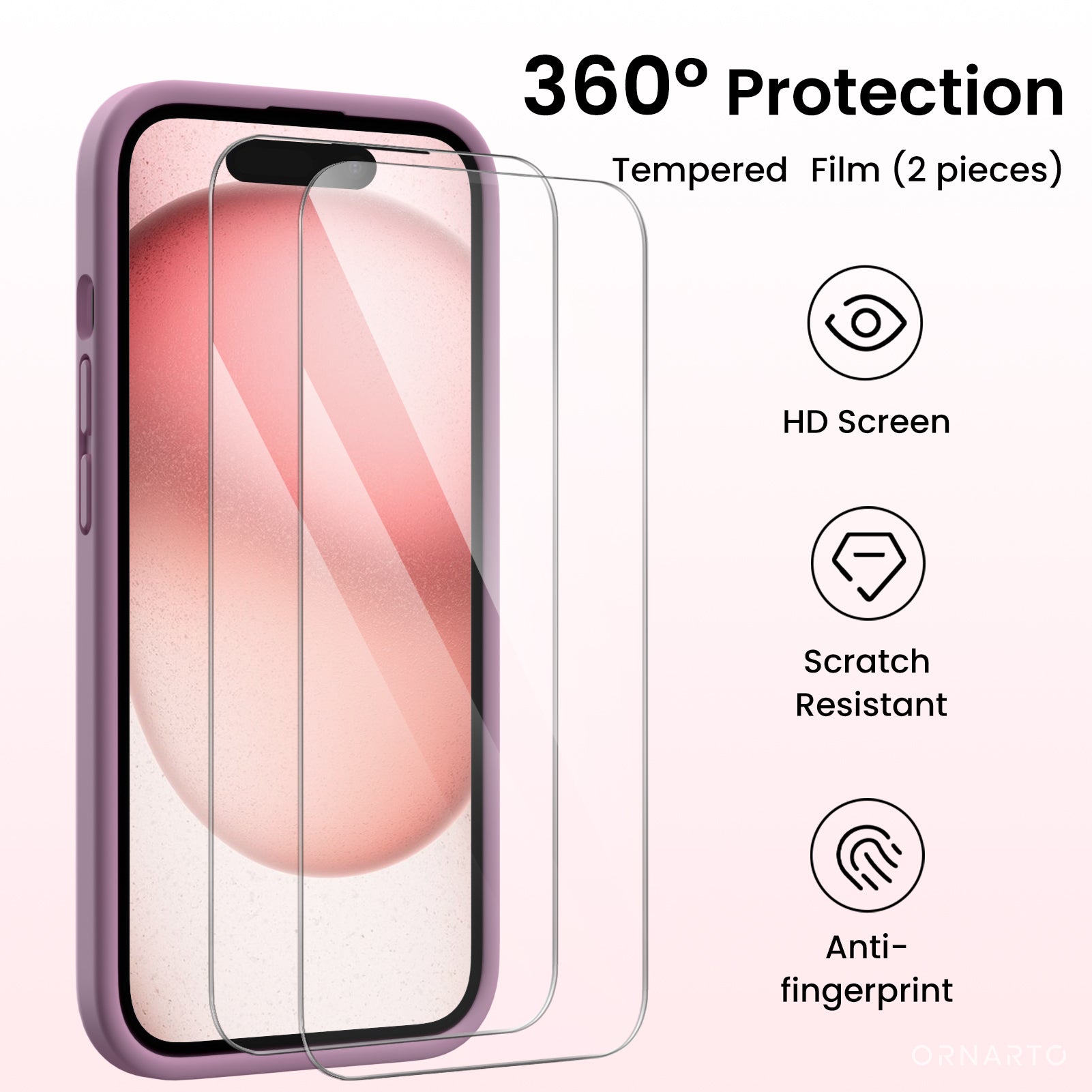 Liquid Silicone iPhone 15 Case with Camera Protection and 2 Screen Protectors