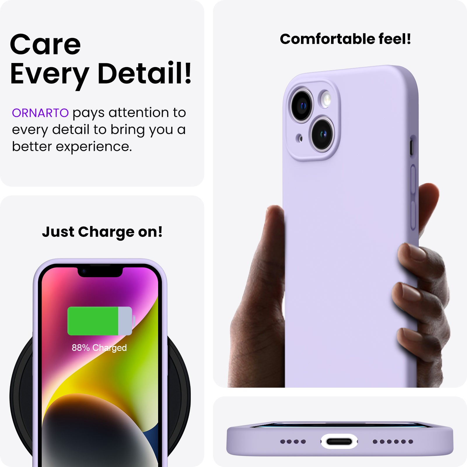 Liquid Silicone iPhone 14 Plus Case with Camera Protection and 2 Screen Protectors