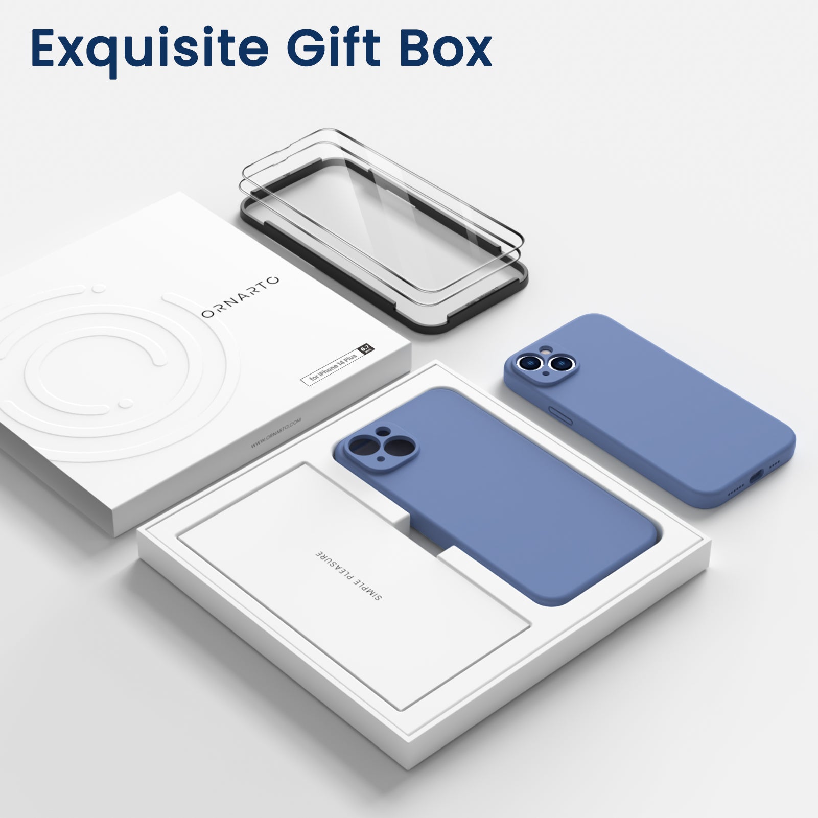 Liquid Silicone iPhone 14 Plus Case with Camera Protection and 2 Screen Protectors