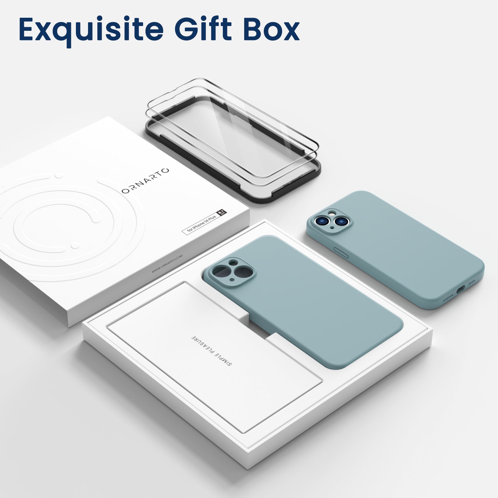 Liquid Silicone iPhone 14 Plus Case with Camera Protection and 2 Screen Protectors
