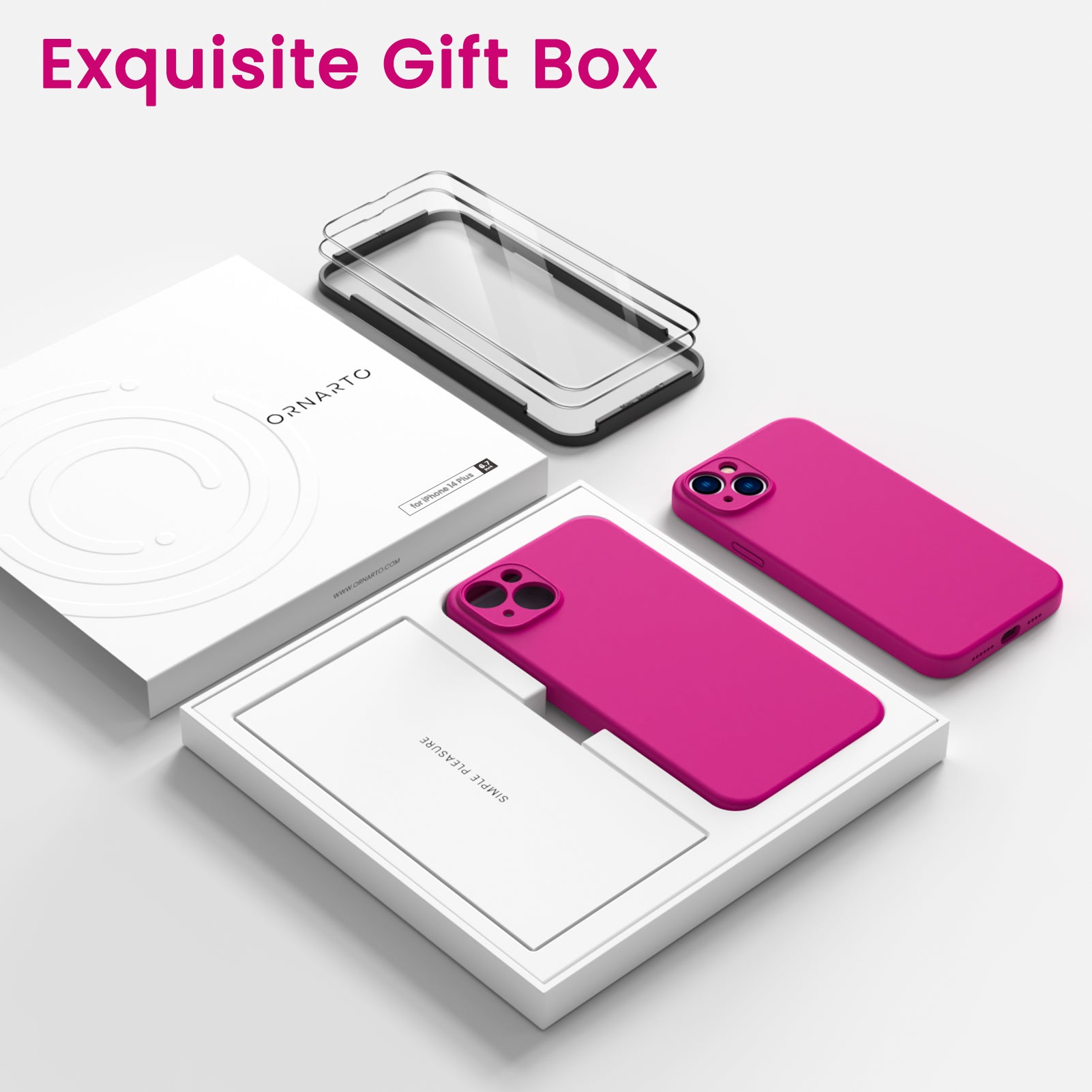 Liquid Silicone iPhone 14 Plus Case with Camera Protection and 2 Screen Protectors