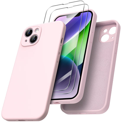 Liquid Silicone iPhone 14 Plus Case with Camera Protection and 2 Screen Protectors