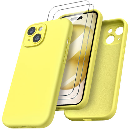 Liquid Silicone iPhone 15 Case with Camera Protection and 2 Screen Protectors