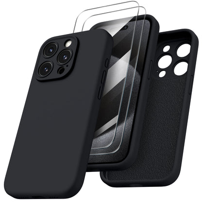 Liquid Silicone iPhone 15 Pro Max Case with Camera Protection and 2 Screen Protectors