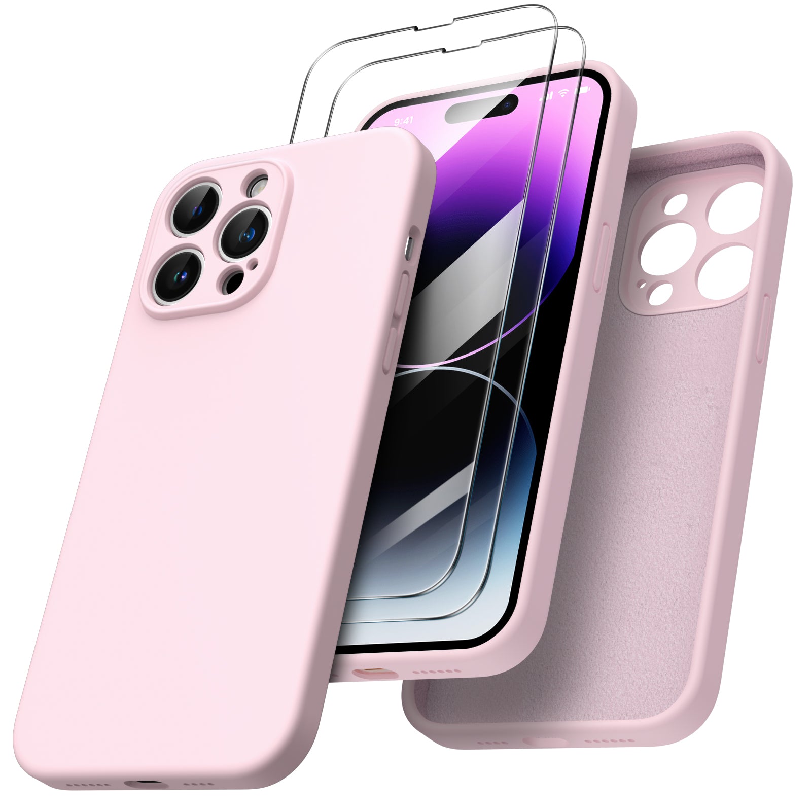 Liquid Silicone iPhone 14 Pro Max Case with Camera Protection and 2 Screen Protectors