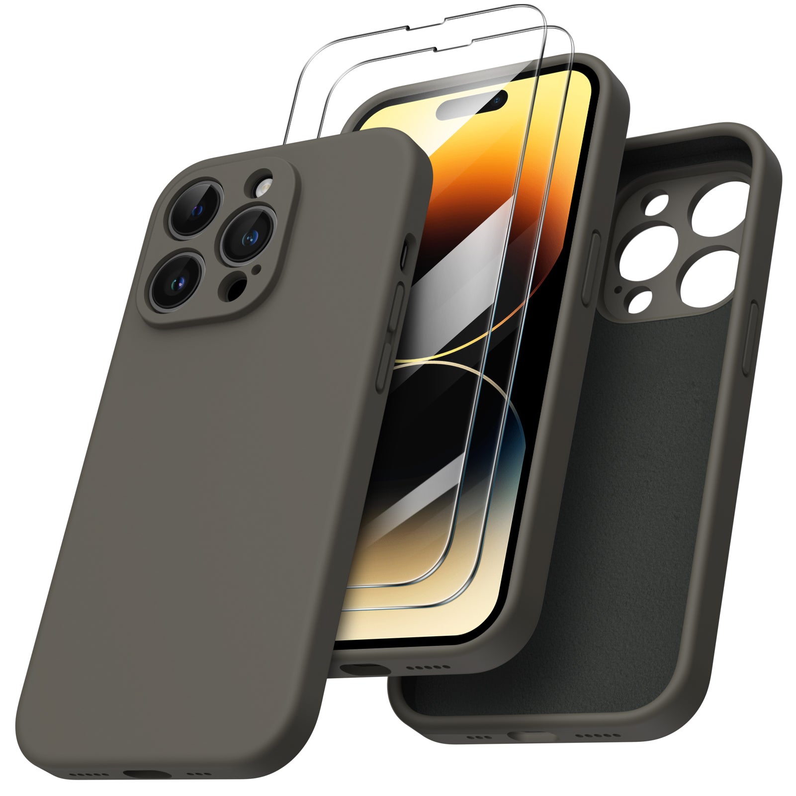 Liquid Silicone iPhone 14 Pro Case with Camera Protection and 2 Screen Protectors