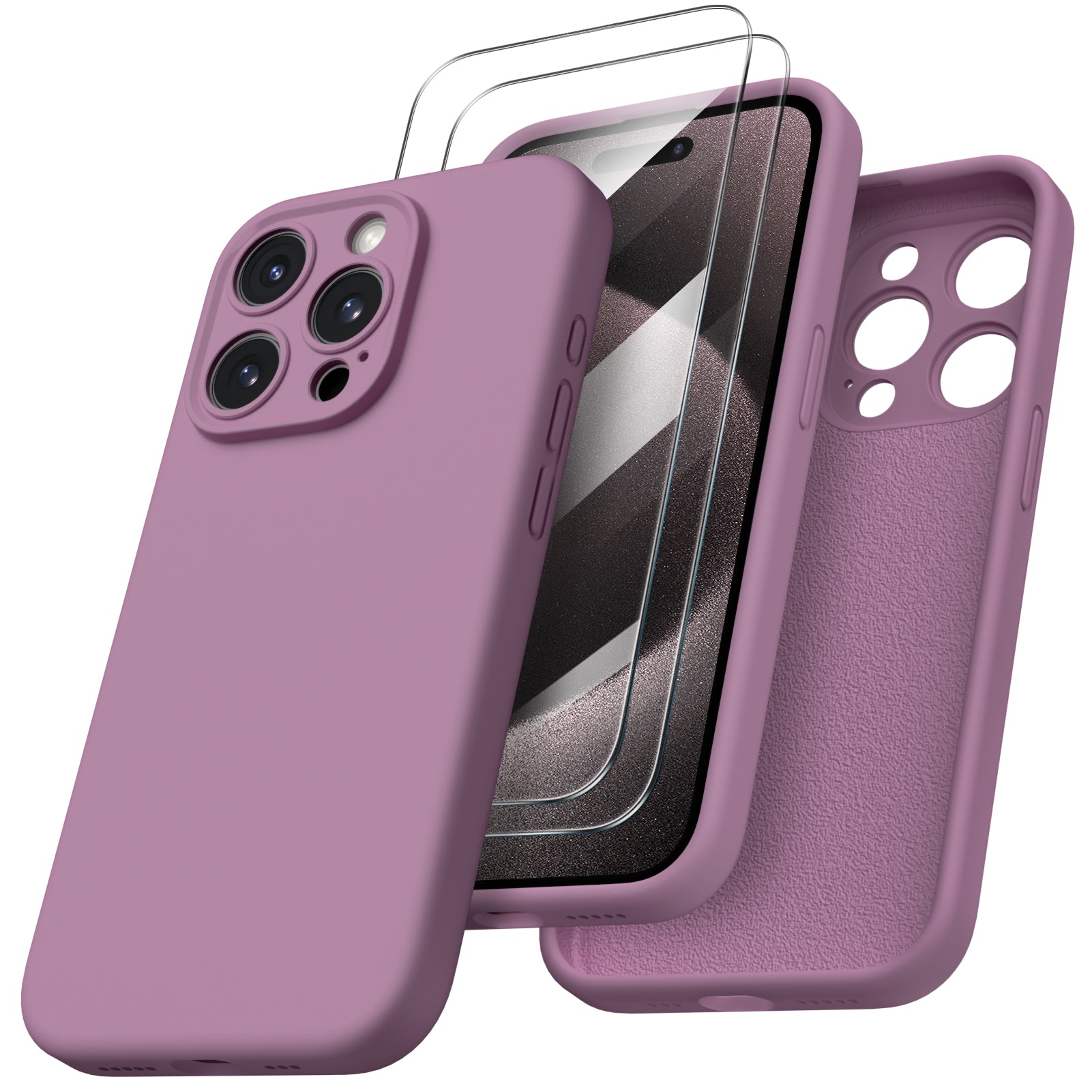 Liquid Silicone iPhone 15 Pro Case with Camera Protection and 2 Screen Protectors