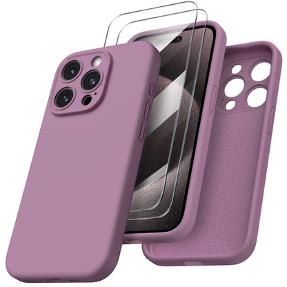 Liquid Silicone iPhone 15 Pro Case with Camera Protection and 2 Screen Protectors