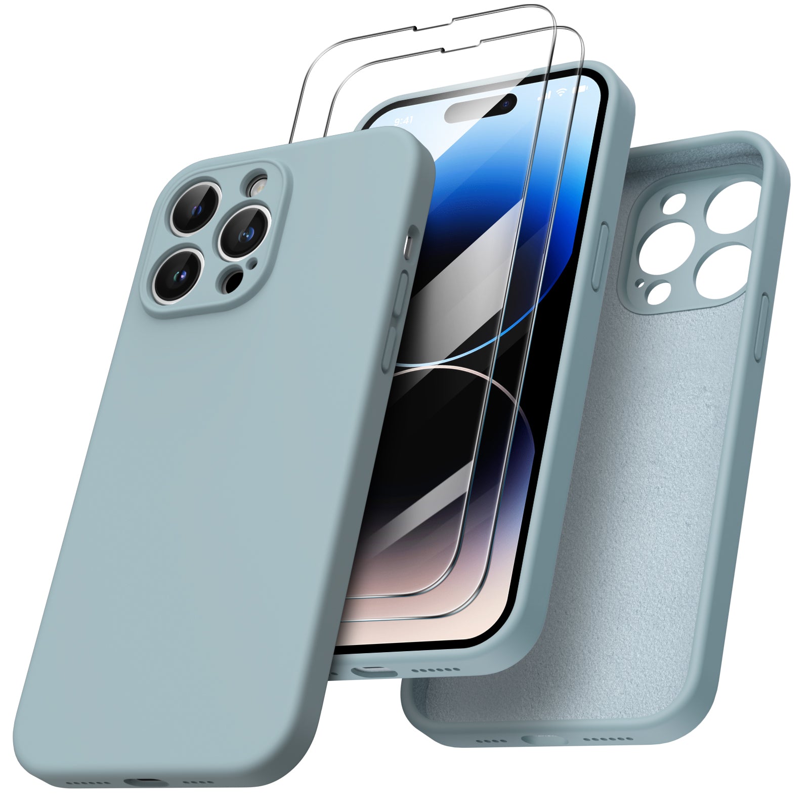 Liquid Silicone iPhone 14 Pro Max Case with Camera Protection and 2 Screen Protectors