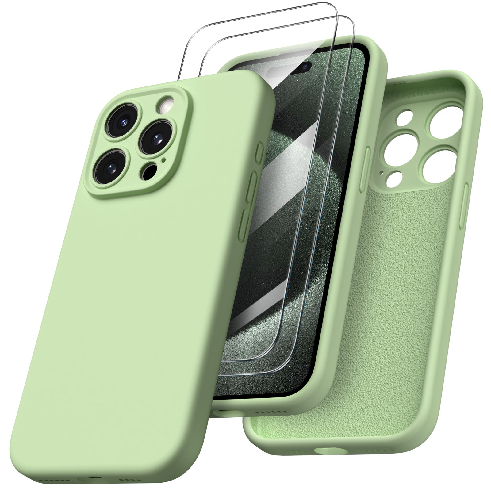 Liquid Silicone iPhone 15 Pro Max Case with Camera Protection and 2 Screen Protectors