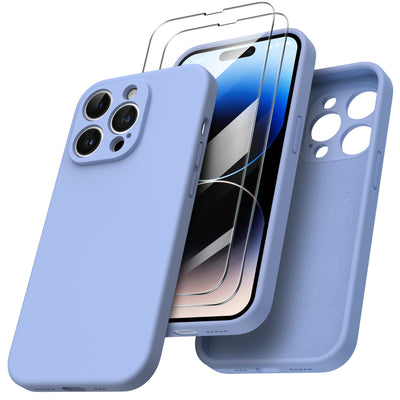 Flüssigsilikon Hülle iPhone 14 Pro mit Kameraschutz und 2 Displayschutzfolien