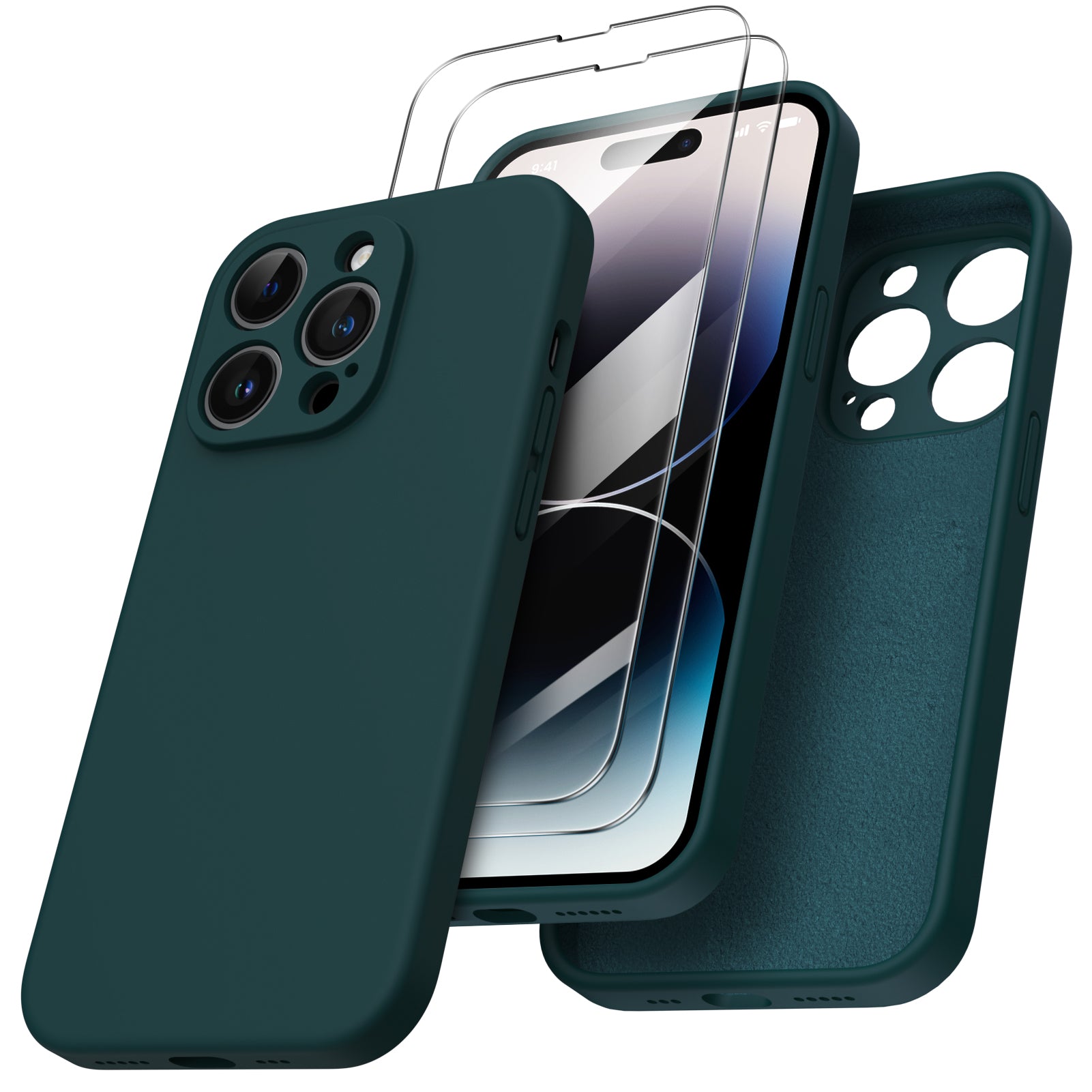 Liquid Silicone iPhone 14 Pro Case with Camera Protection and 2 Screen Protectors