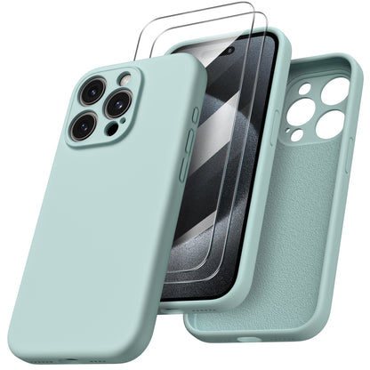 Liquid Silicone iPhone 15 Pro Max Case with Camera Protection and 2 Screen Protectors