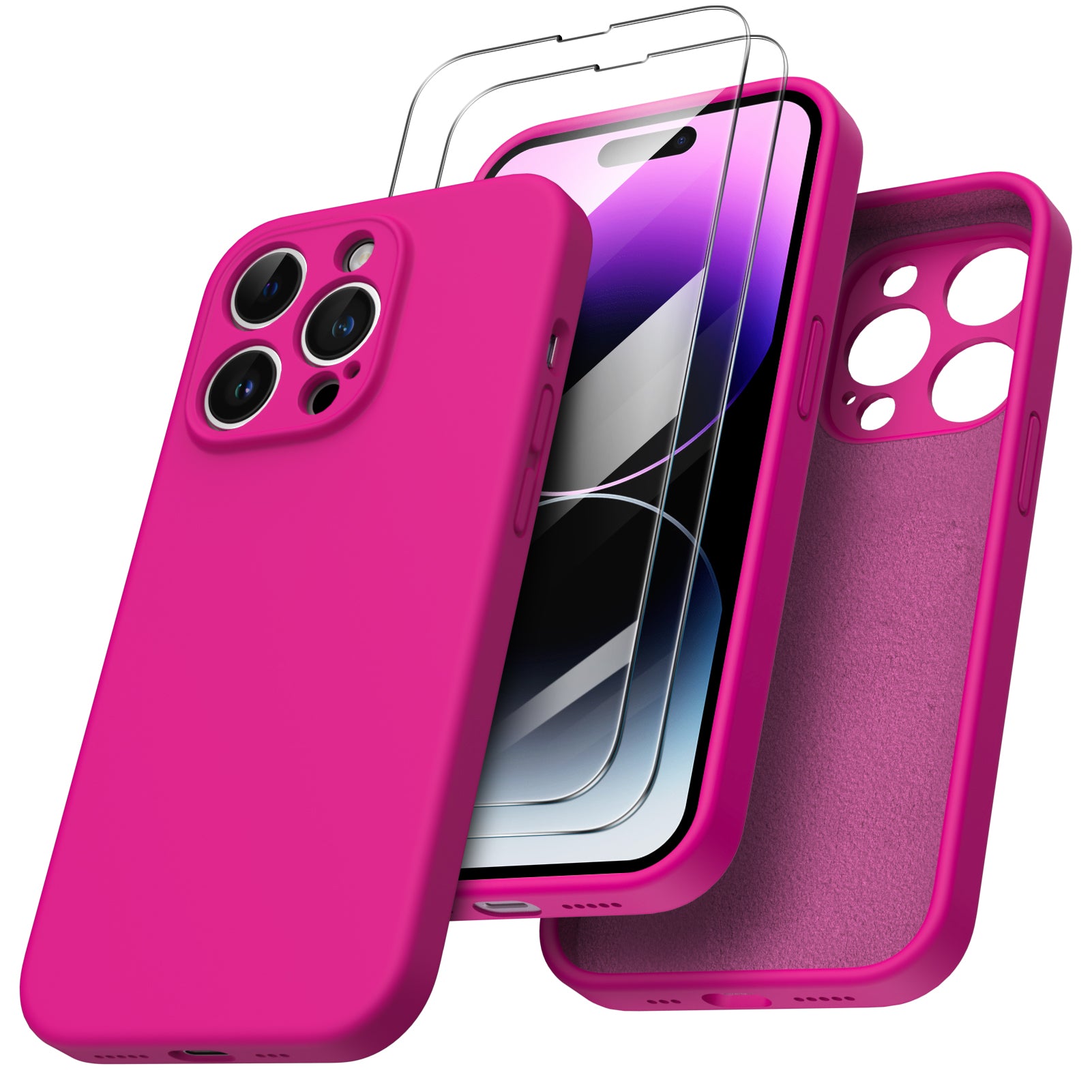 Liquid Silicone iPhone 14 Pro Case with Camera Protection and 2 Screen Protectors