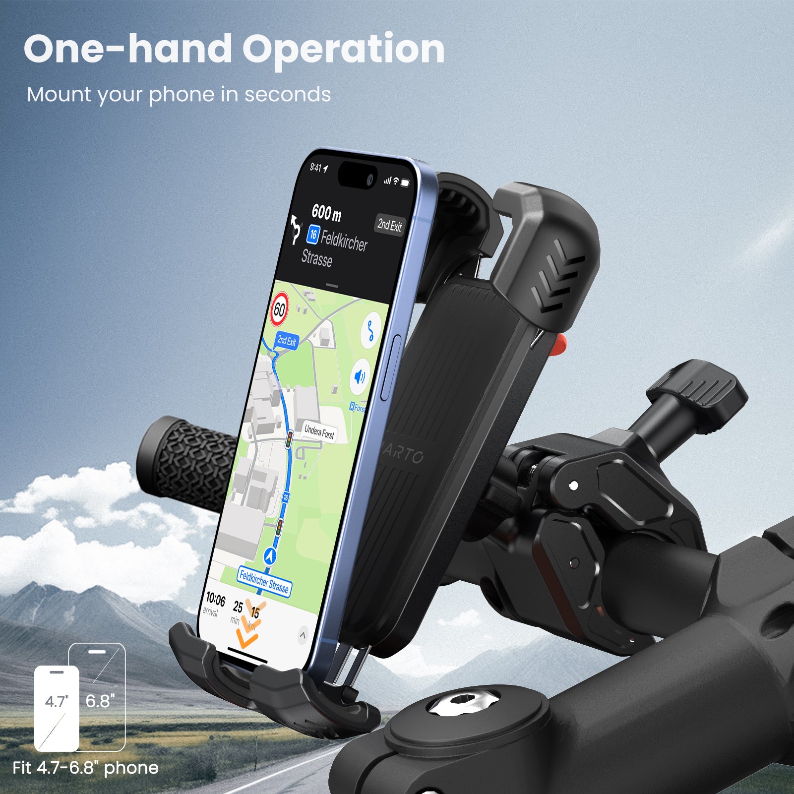 S2 Bike Phone Holder, Rotatable Motorcycle Phone Mount