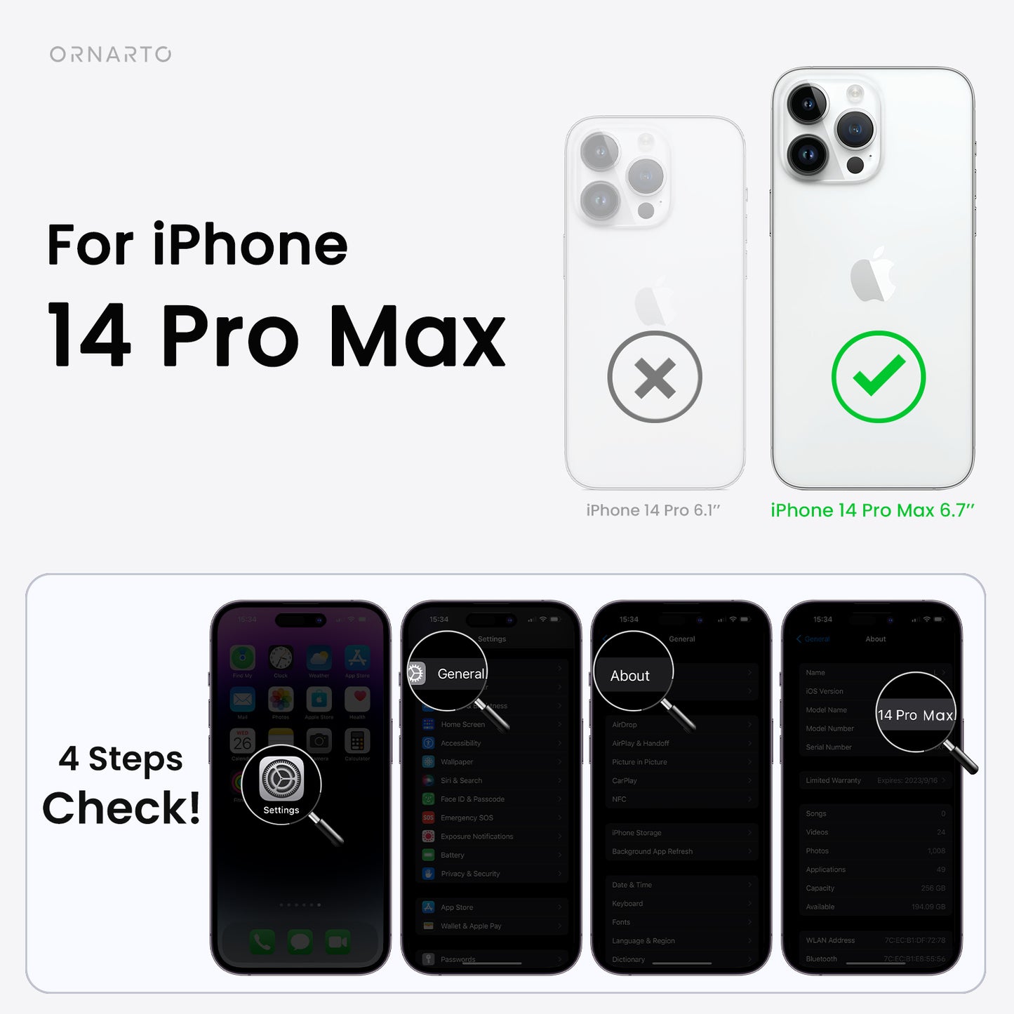 ORNARTO Liquid Silicone iPhone 14 Pro Max Case with Camera Protection and 2 Screen Protectors