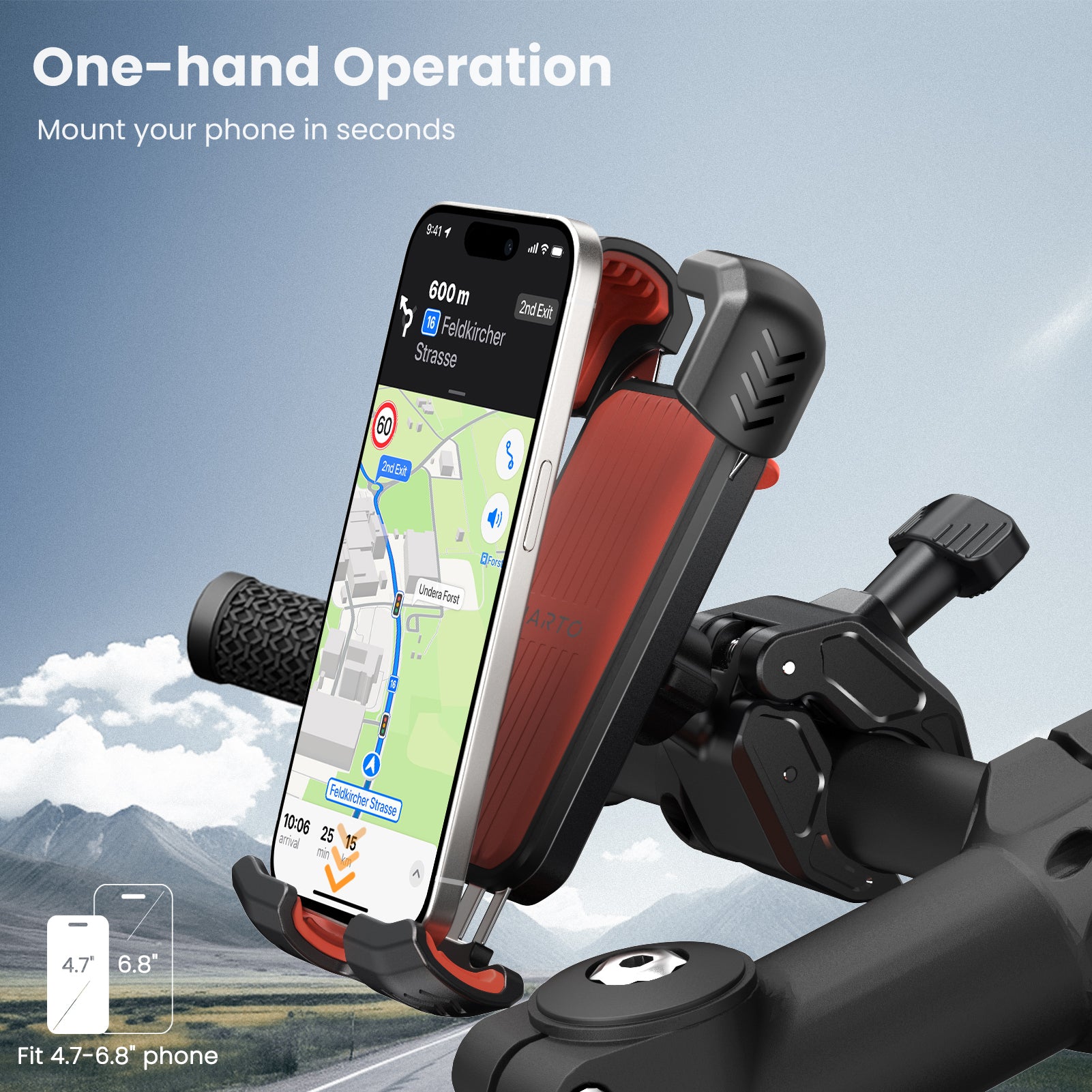 S2 Bike Phone Holder, Rotatable Motorcycle Phone Mount