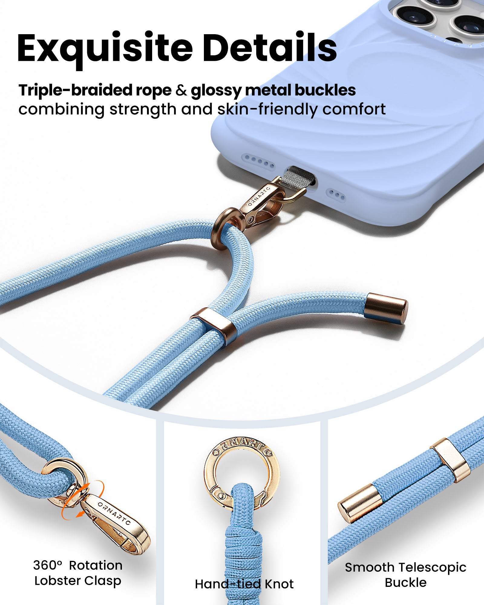 ORNARTO Adjustable Woven Phone Lanyard