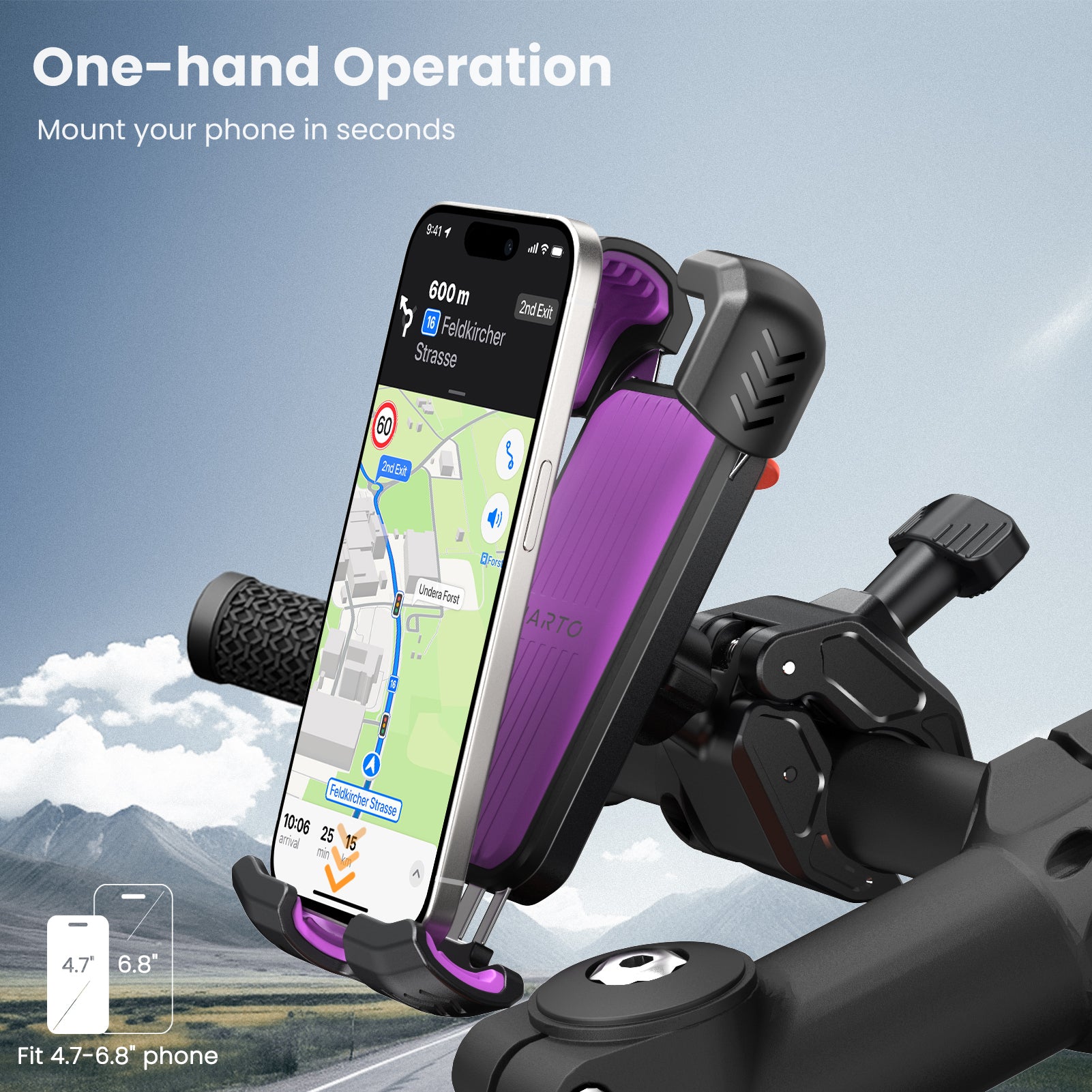 S2 Bike Phone Holder, Rotatable Motorcycle Phone Mount