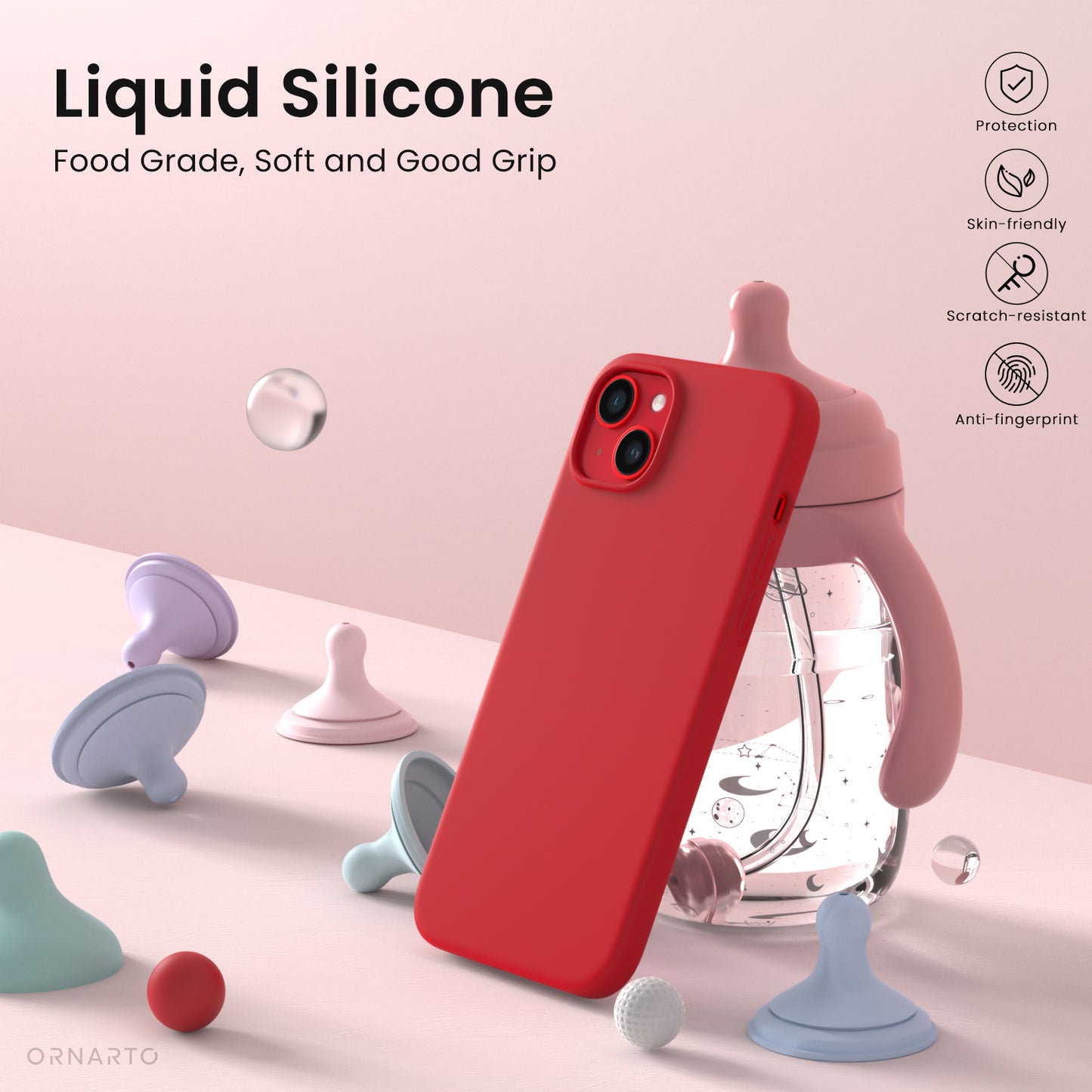 ORNARTO Liquid Silicone iPhone 14 Plus Case