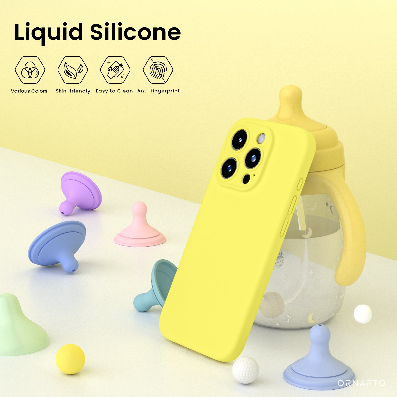 Liquid Silicone iPhone 15 Pro Max Case with Camera Protection and 2 Screen Protectors
